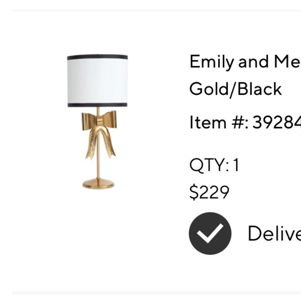Pottery barn teen bow lamp